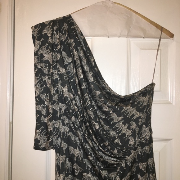 EUC Eva Franco Zebra one shoulder dress Sz. 6 - Picture 4 of 8